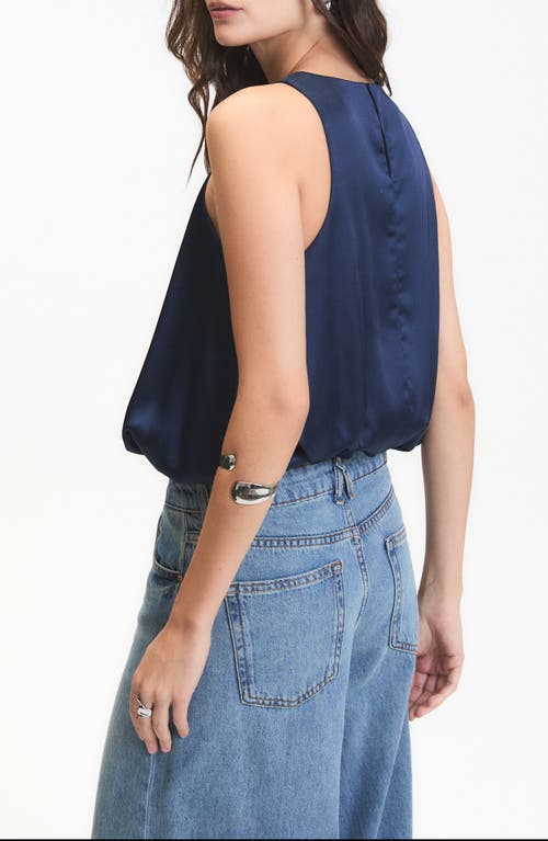 Deluc Leonard Crop Sleeveless Satin Top In Blue