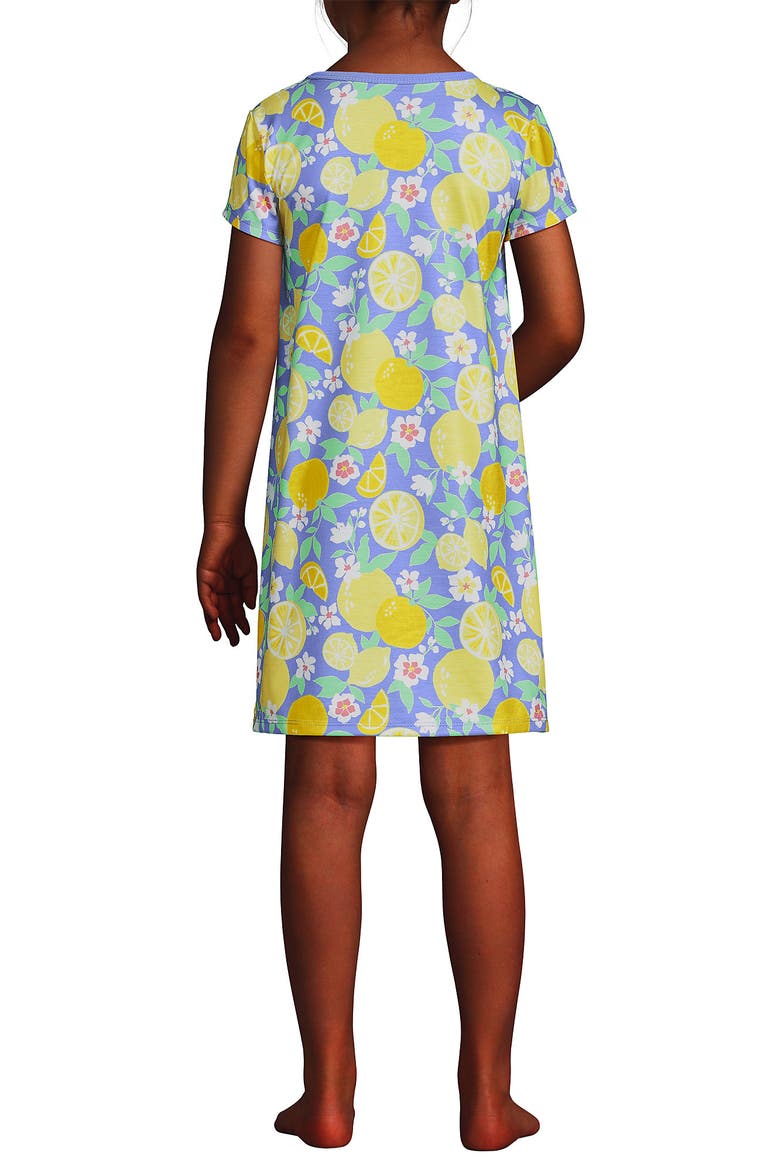 Girls Short Sleeve Nightgown, Alternate, color, Light Periwinkle Lemon Floral