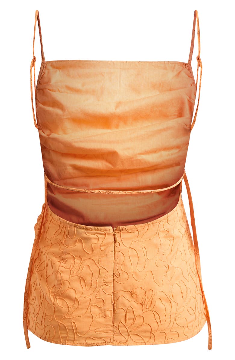 Topshop Embroidered Cotton Blend Camisole, Alternate, color, Orange