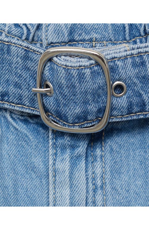 Mango Belted Paperbag Denim Shorts In Medium Blue