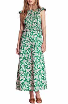 Boden Paisley Floral Smock Bodice Cotton Blend Dress