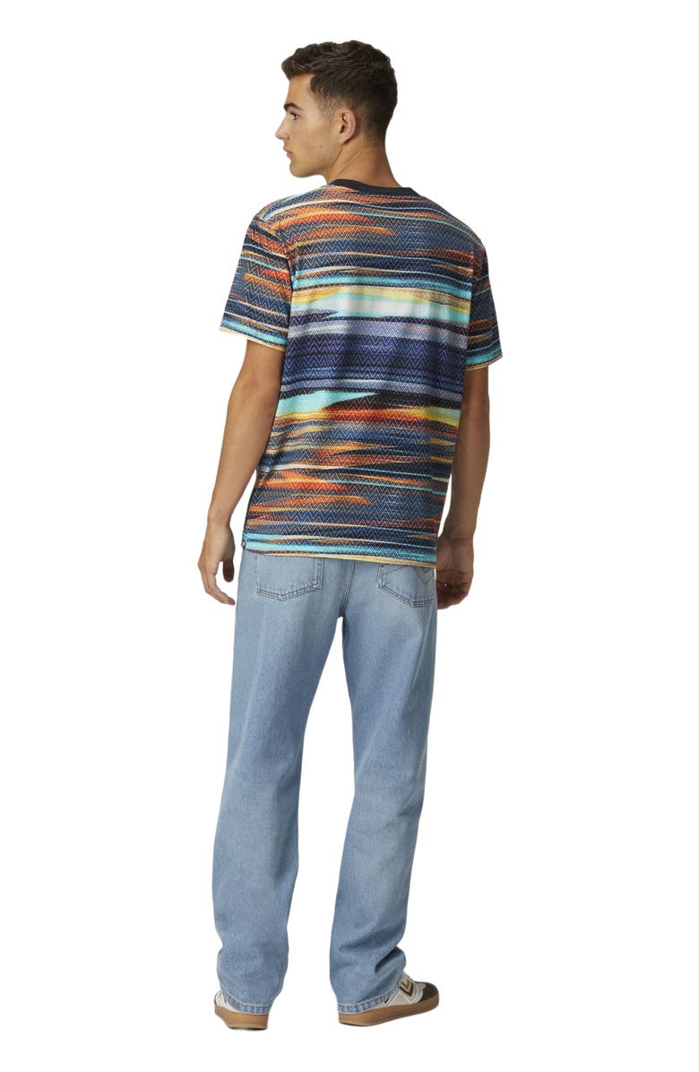 Missoni Cotton Crewneck T-shirt With Slub Zigzag Print, Alternate, color, Blue