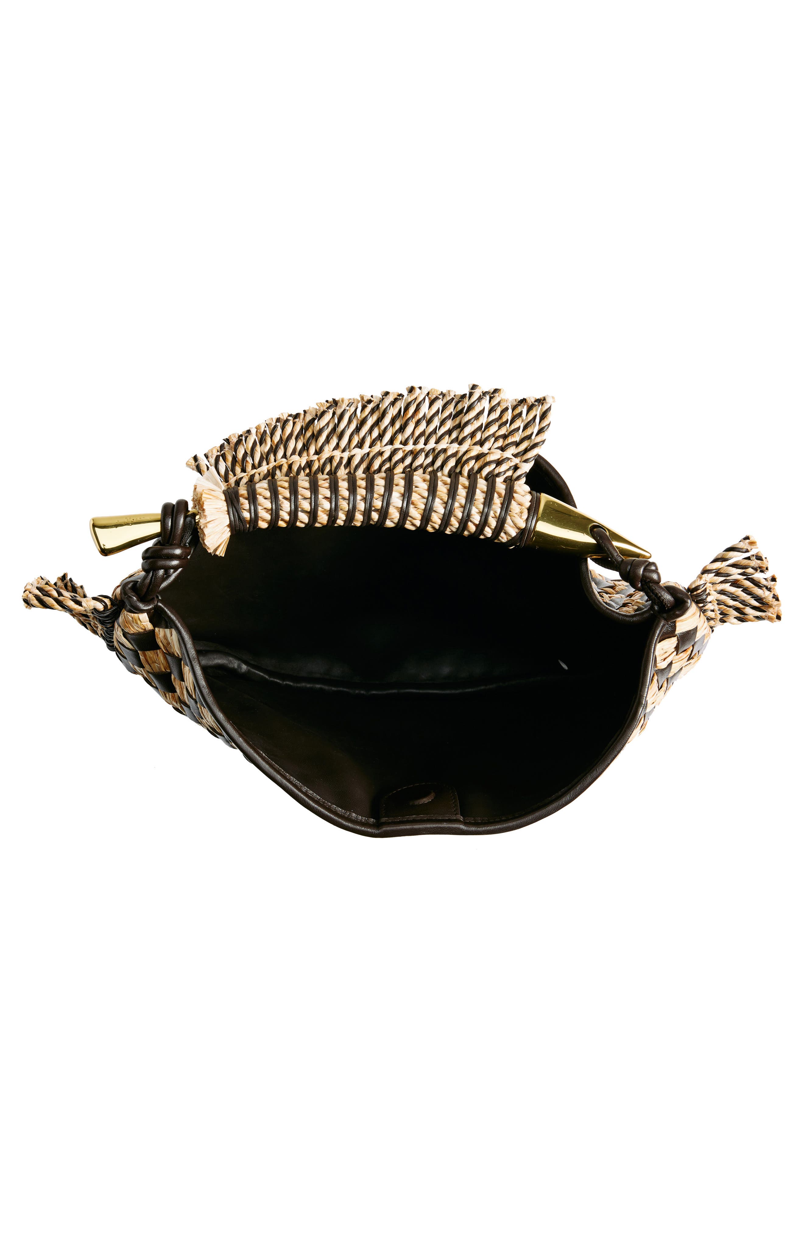 Bottega Veneta Small Sardine Intrecciato Fringe Leather & Raffia Top Handle Bag, Alternate, color, 