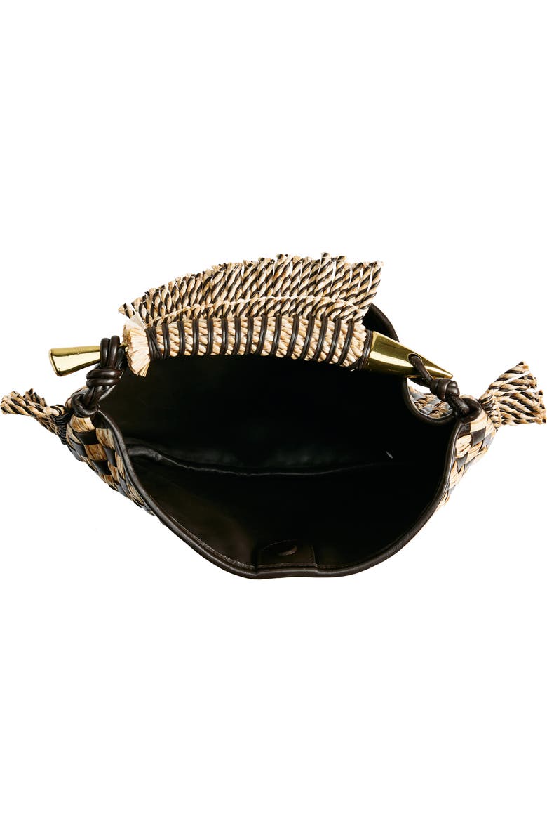 Bottega Veneta Small Sardine Intrecciato Fringe Leather & Raffia Top Handle Bag, Alternate, color,
