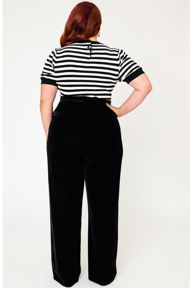 Plus Size 1960s Wide Leg Pants, Alternate, color, Black Solid