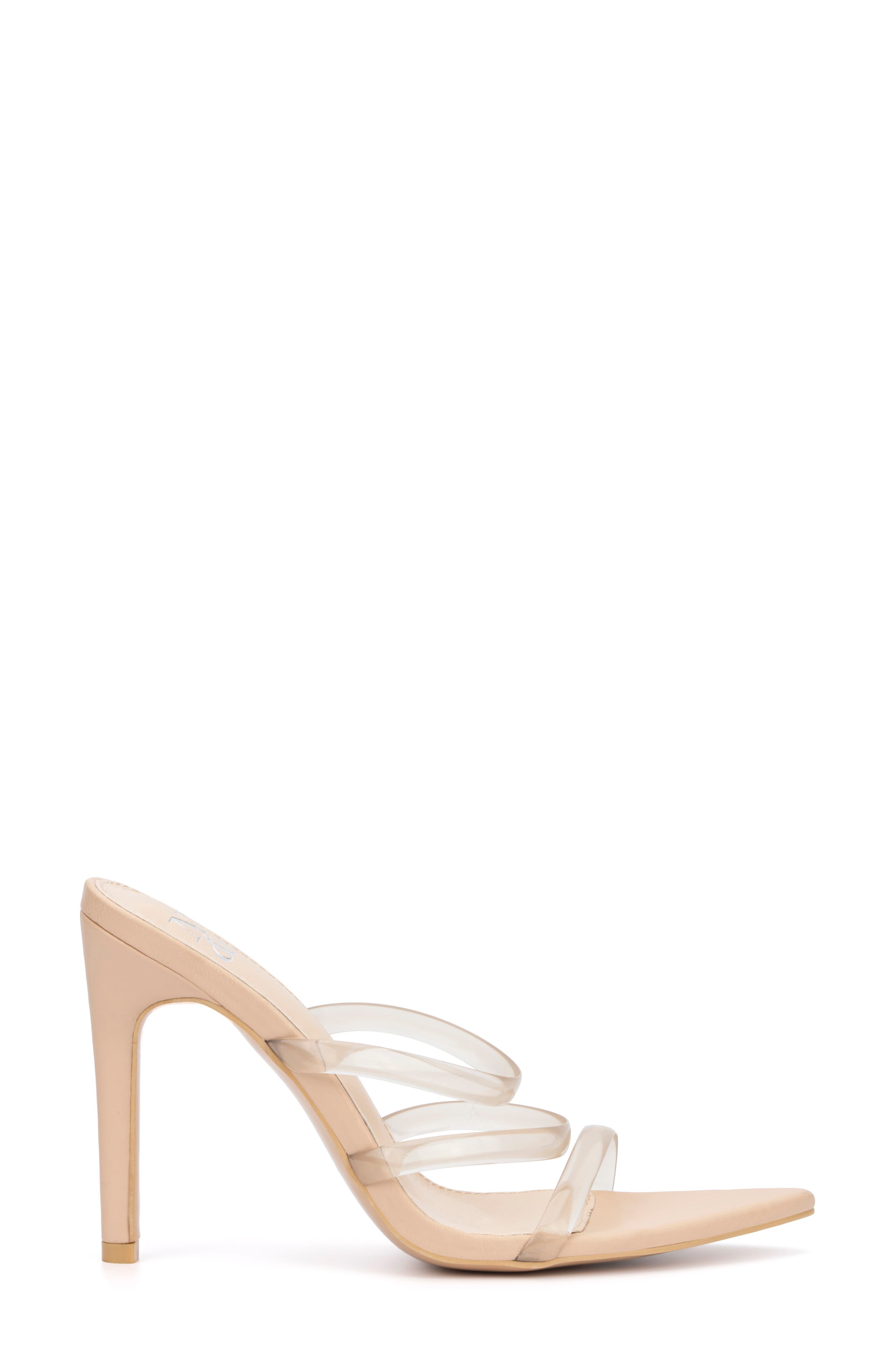 NEW YORK AND COMPANY Biana Clear Strappy Heeled Sandal, Alternate, color, Nude