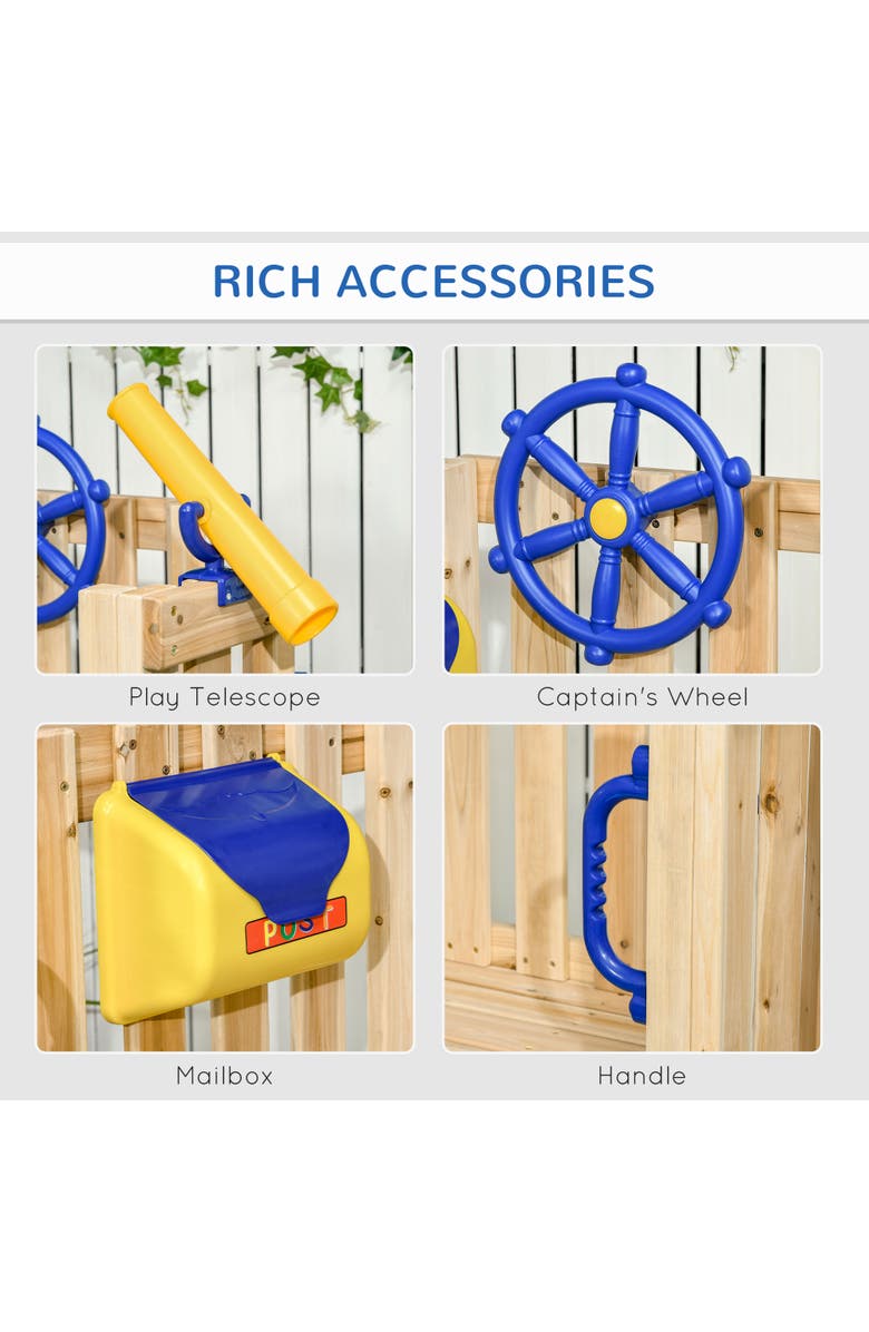 Outsunny Wooden Outdoor Playset with Swing, Slide & Telescope, Alternate, color, 