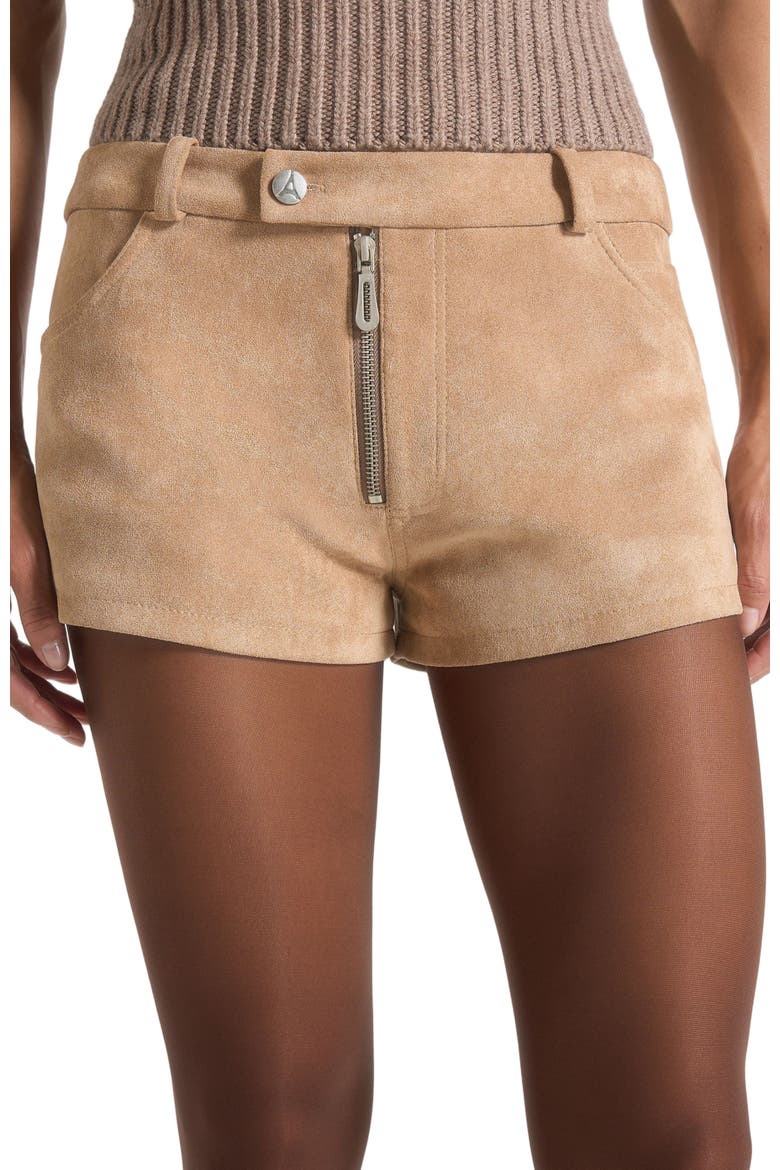 Fara Suede Mini Shorts, Alternate, color, Beige
