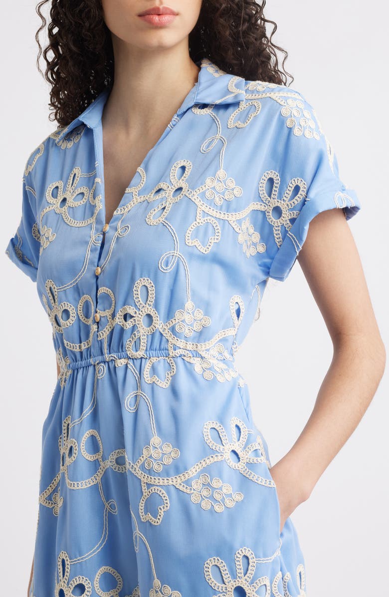 Sam Edelman Embroidered Tiered Midi Shirtdress, Alternate, color,