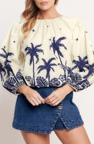 FLYING TOMATO Printed Puff Sleeve Top