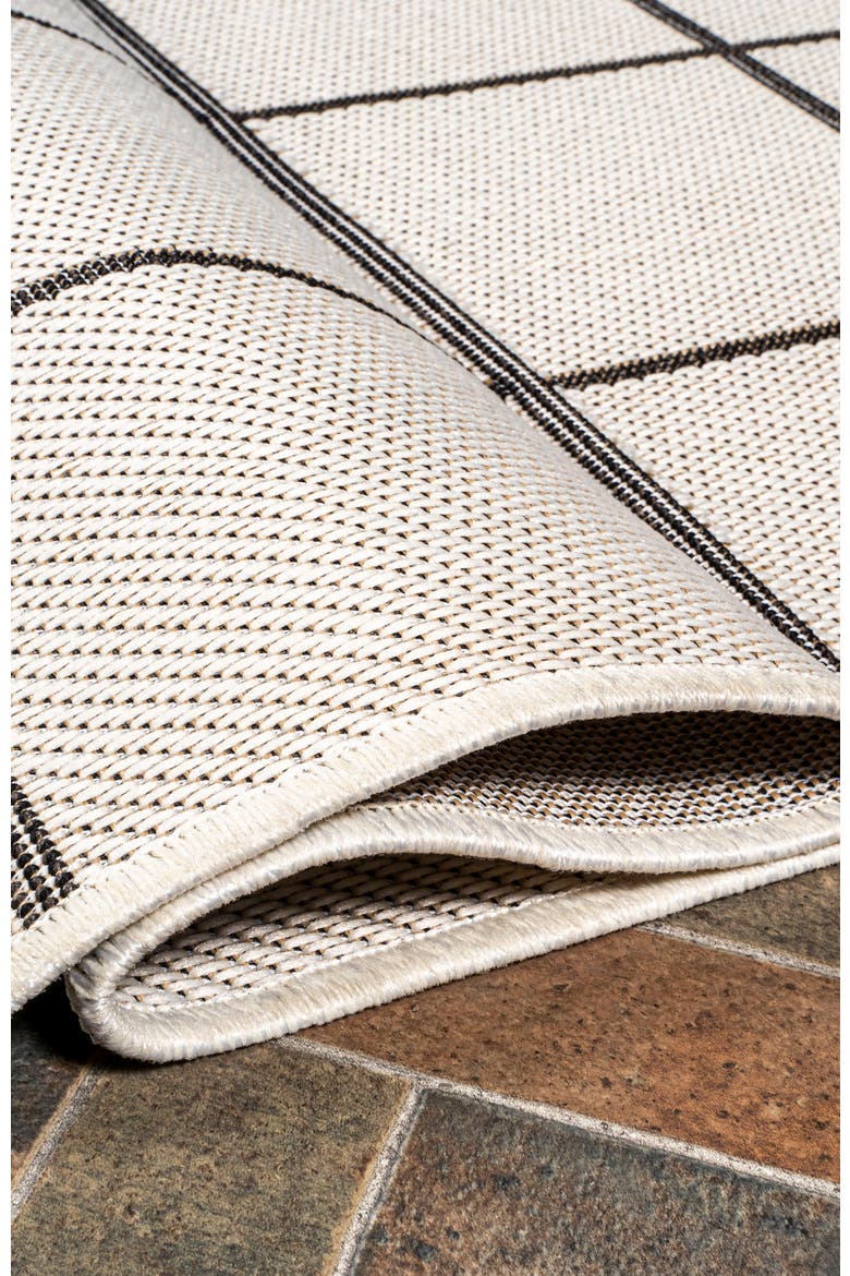 Grid Modern Squares Indoor/Outdoor Area Rug, Alternate, color, Cream/Black