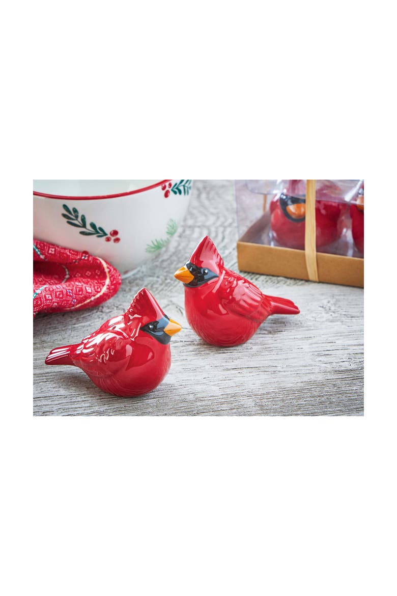 Cardinal Red Ceramic Salt and Pepper Shakers Set of 2, Alternate, color, Red