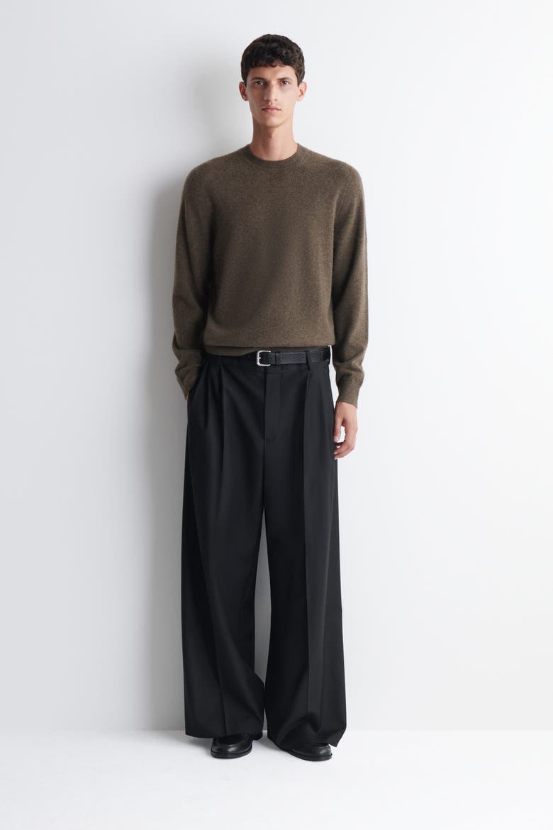 Cashmere Crew-Neck Sweater, Alternate, color, BROWN MÉLANGE