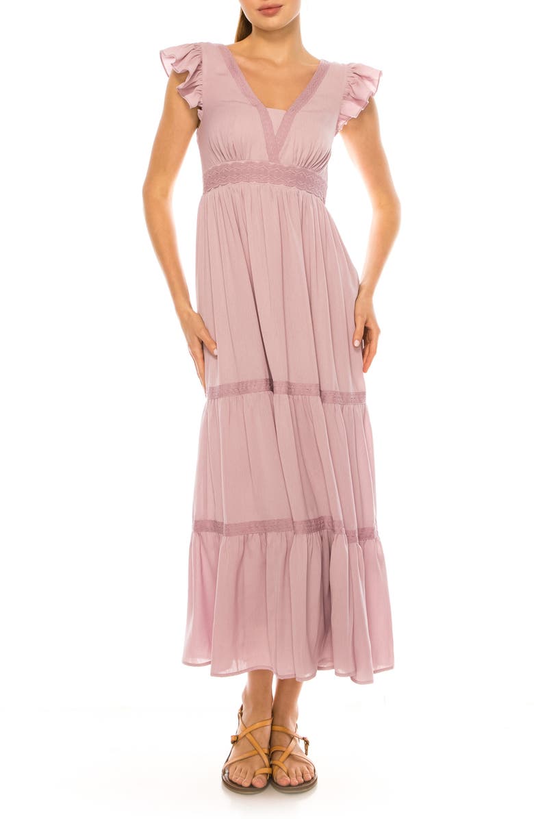 A COLLECTIVE STORY Lace Trim Maxi Dress, Main, color, Dawn Pink
