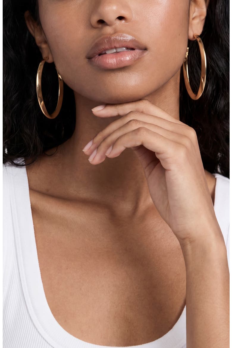 Elongated Oval Hoop Earrings, Alternate, color, GOLD