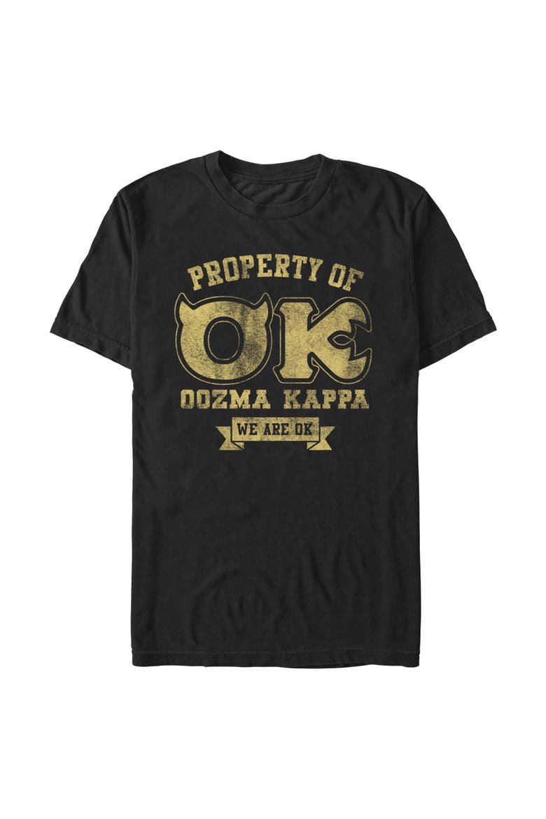 Men's Monsters Inc Distressed Property of Oozma Kappa  Graphic T-Shirt, Main, color, Black