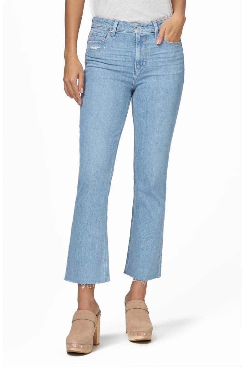 Colette Raw Hem High Waist Crop Flare Jeans, Main, color, STRCRTDIST