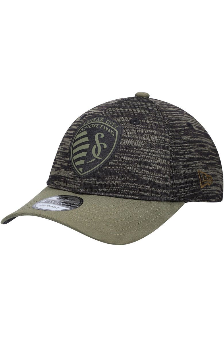 Men's New Era Olive Sporting Kansas City Salute To Service 9TWENTY Adjustable Hat, Main, color, Olive