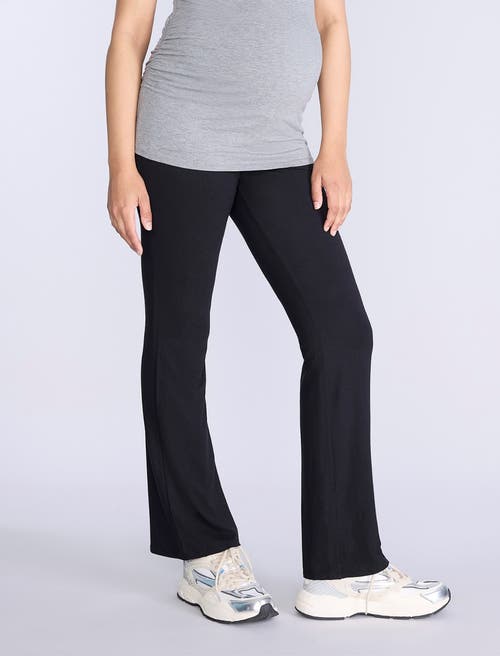 Motherhood Maternity Roll Over Waistband Flare Legging In Black