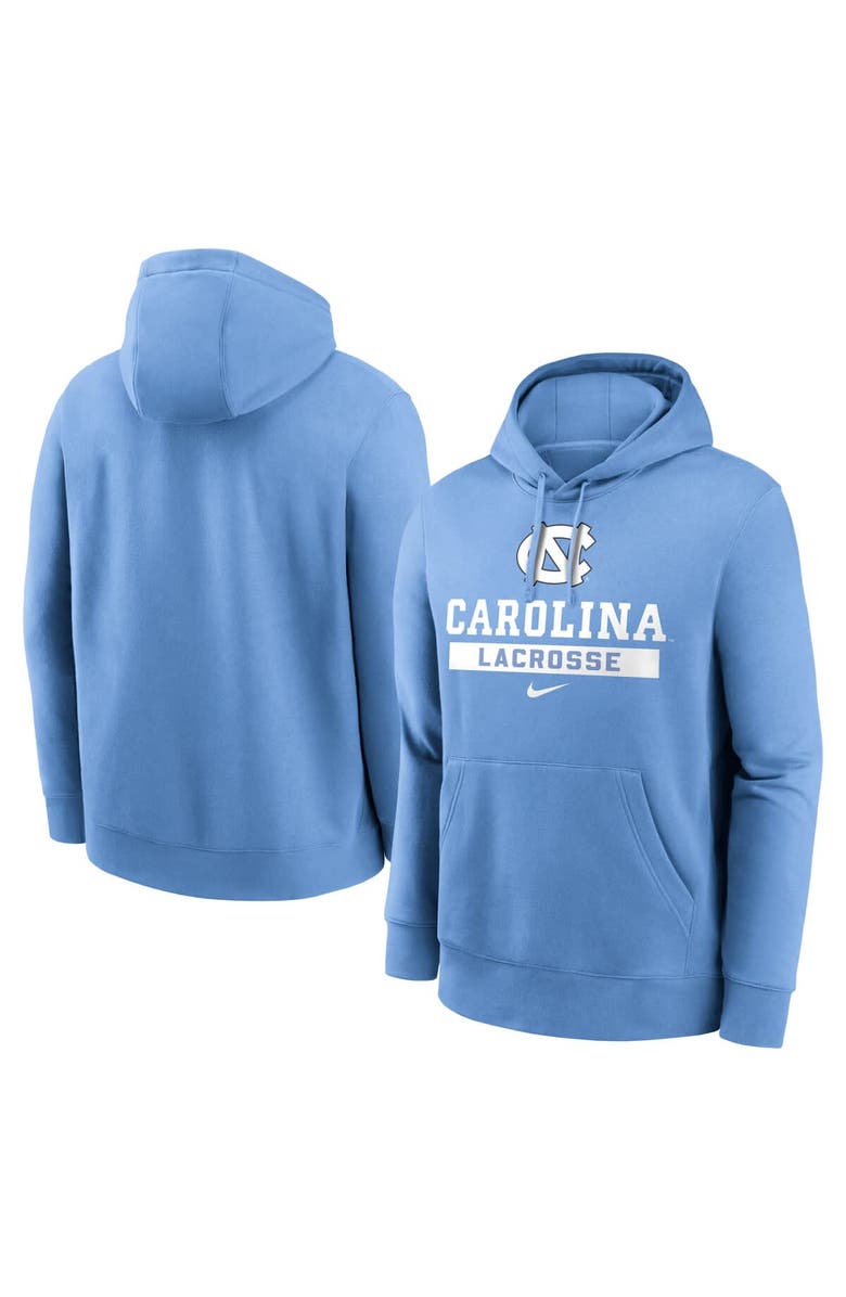 Nike Men's Nike Carolina Blue North Carolina Tar Heels Lacrosse Stacked Fleece Pullover Hoodie, Main, color, Light Blue