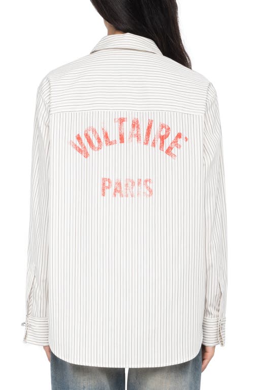 Zadig & Voltaire Morning Pop Logo Stripe Button-up Shirt In White