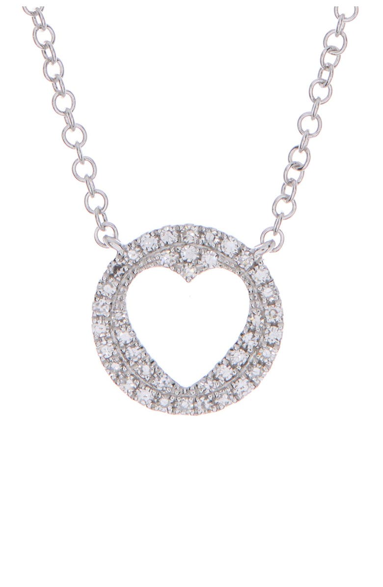 RON HAMI 14K White Gold Pave Diamond Heart Cutout Pendant Necklace - 0.09 ctw, Main, color, 