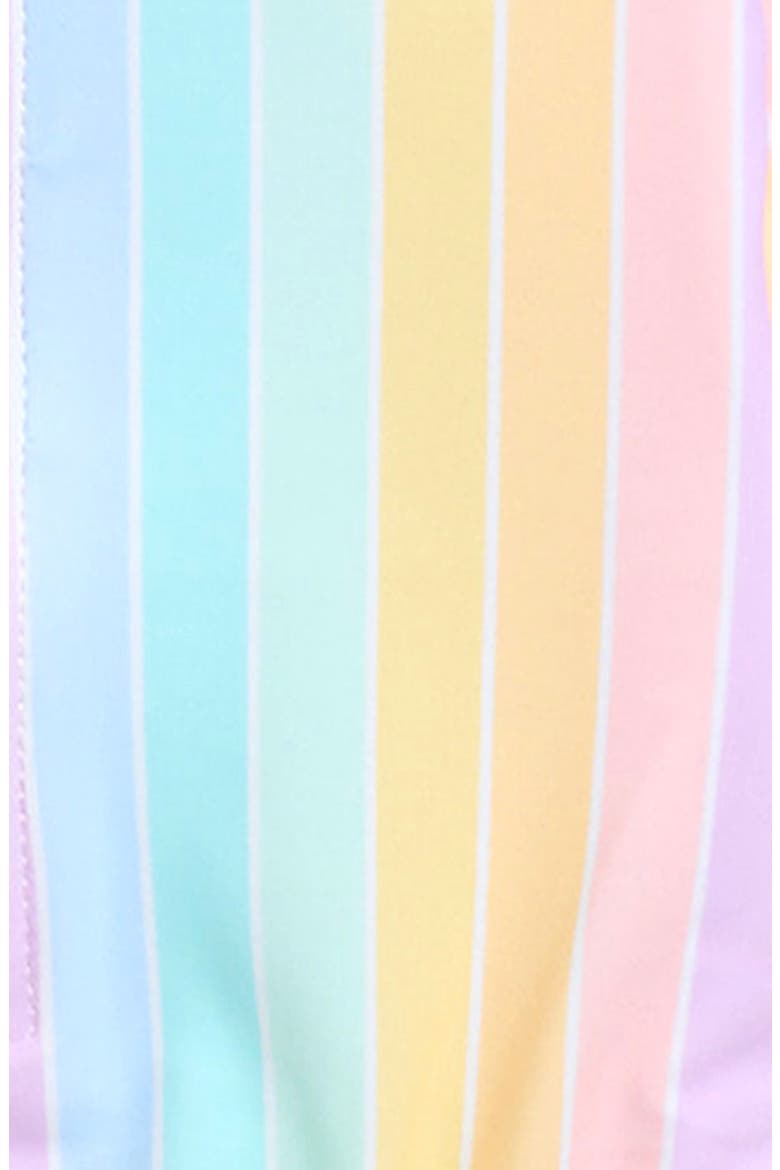 Kids' Multi Stripe Long Sleeve One-Piece Rashguard Swimsuit, Alternate, color, PINK MULTI