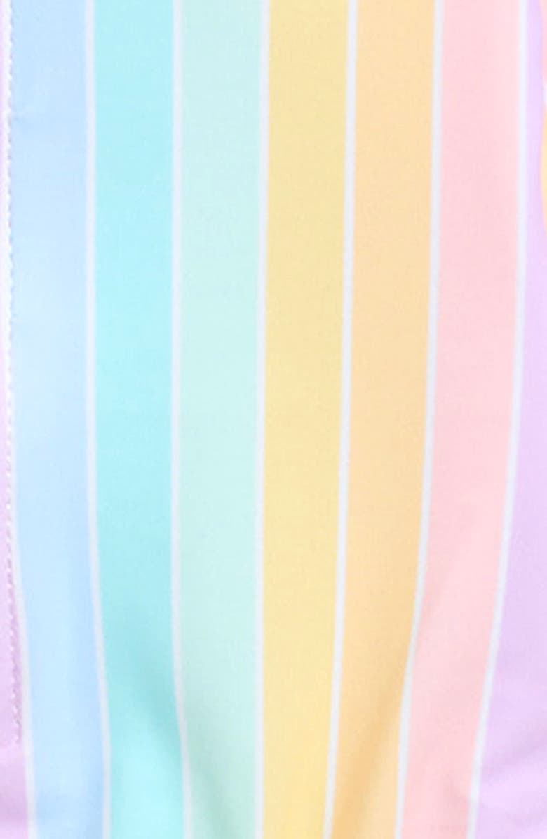 Little Me Stripe Long Sleeve One-Piece Rashguard Swimsuit, Alternate, color, Pink Multi