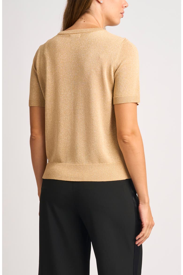Metallic Short Sleeve Knit Top, Alternate, color, WARM TRUFFLE LUREX