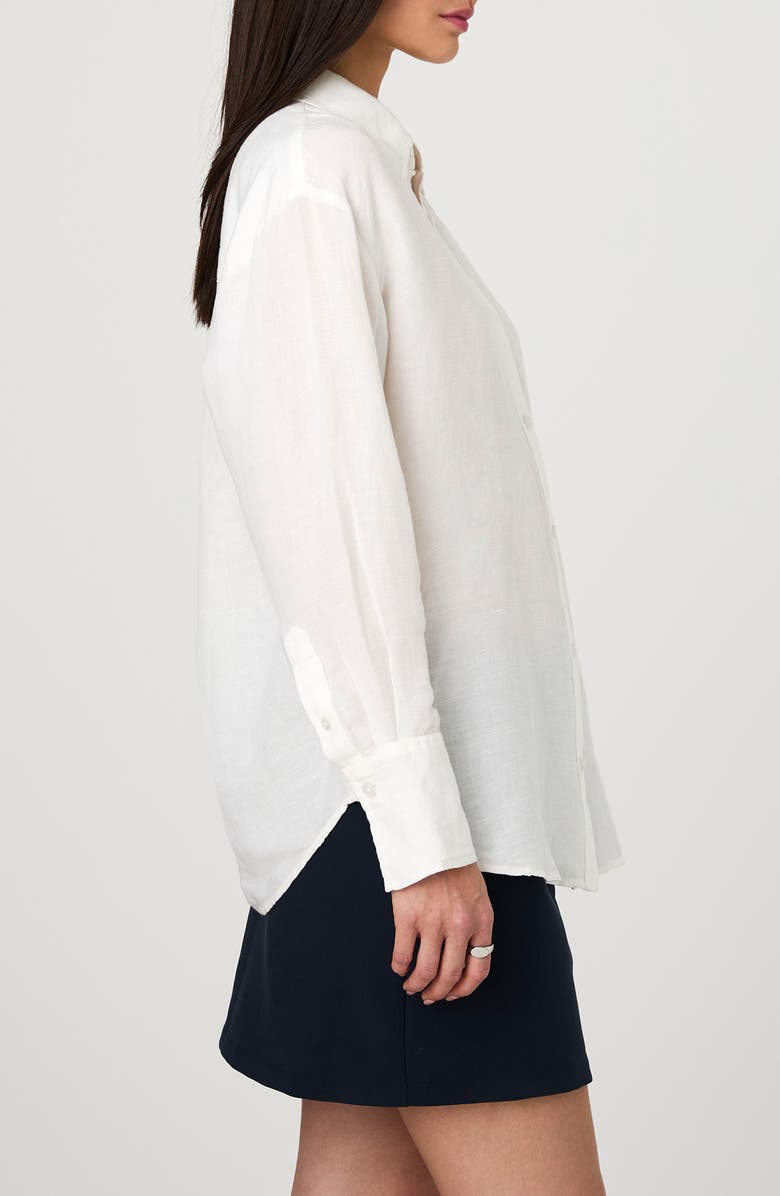 French Connection Birdie Oversize Linen Blend Button-Up Shirt, Alternate, color,