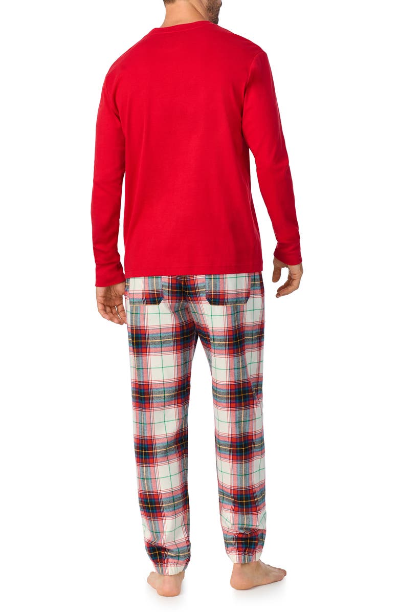 BedHead Pajamas Long Sleeve Henley Pajama Top & Flannel Pajama Pants Set, Alternate, color, 