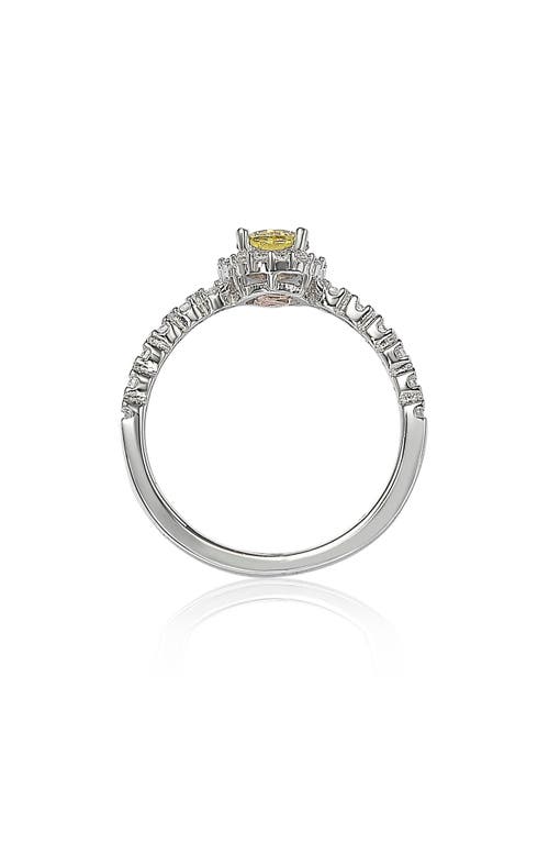 Suzy Levian Diamonds Sterling Silver Yellow Sapphire & Lab Grown White Sapphire Ring In Yellow/silver