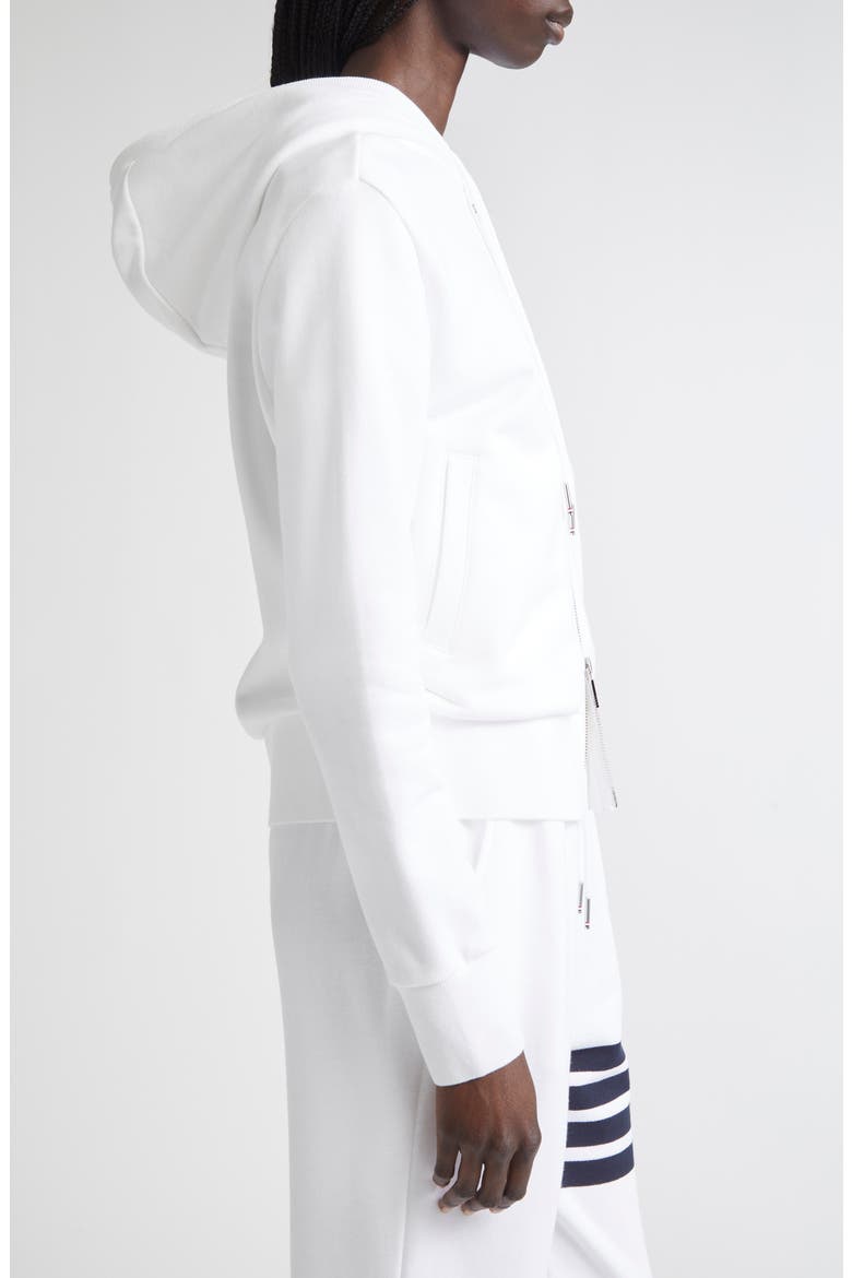 Classic 4-Bar Cotton French Terry Zip Hoodie, Alternate, color, WHITE / NAVY