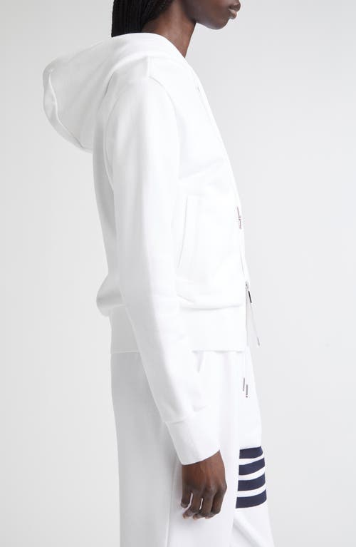 Thom Browne Classic 4-bar Cotton French Terry Zip Hoodie In White