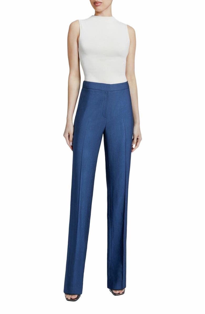 Santorelli AMARA Straight Leg Pant in Subtle Striped Twill, Main, color, 