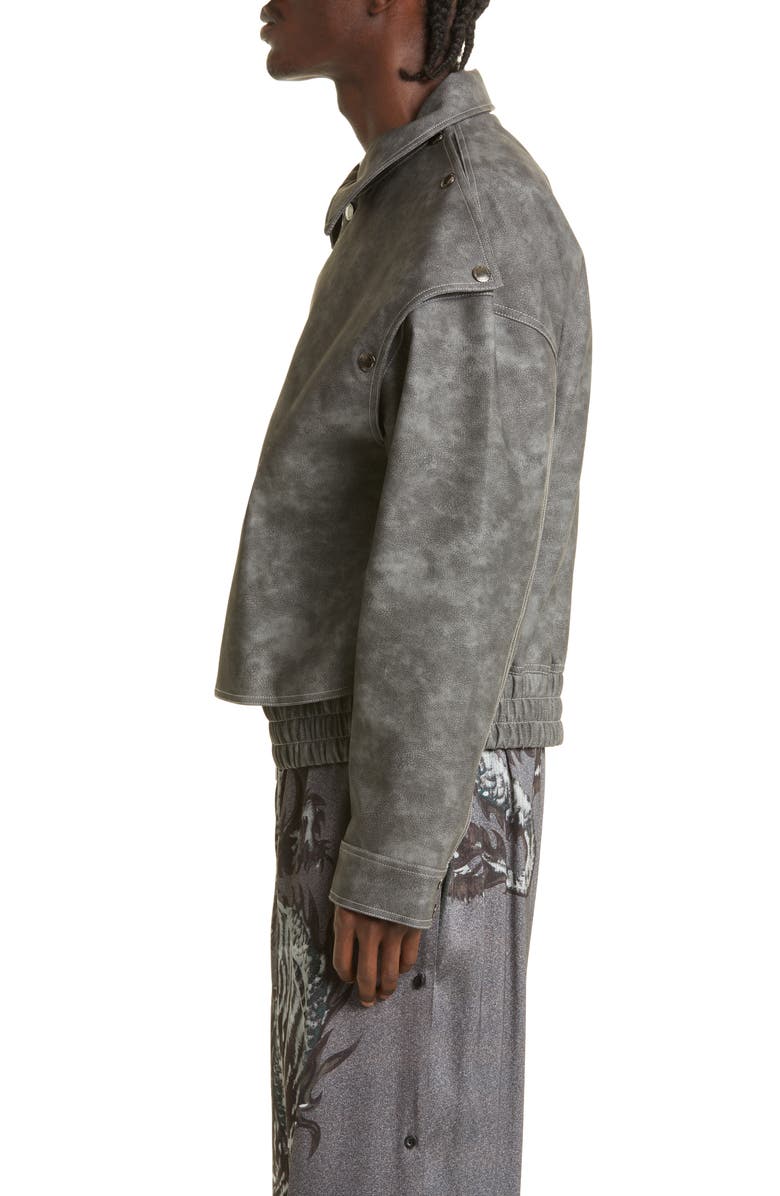 Y/Project Snap Panel Faux Leather Bomber Jacket, Alternate, color,
