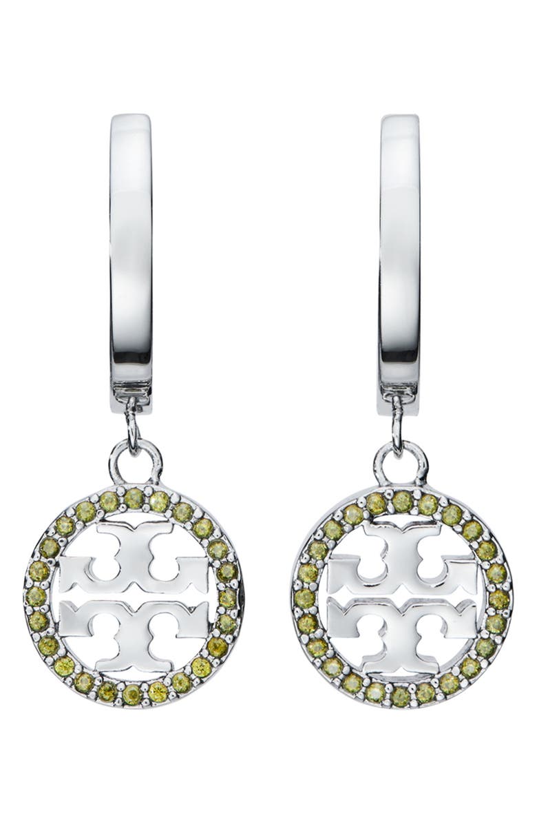 Tory Burch Icon Pavé Clip-On Hoop Earrings, Main, color, 