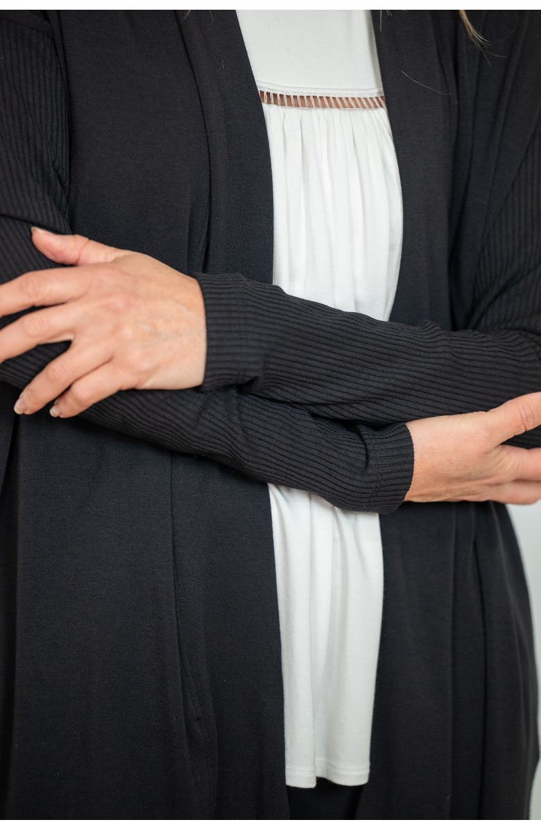 JJwinks BFF Open Front Lightweight Pocketed Cardigan, Alternate, color, Black