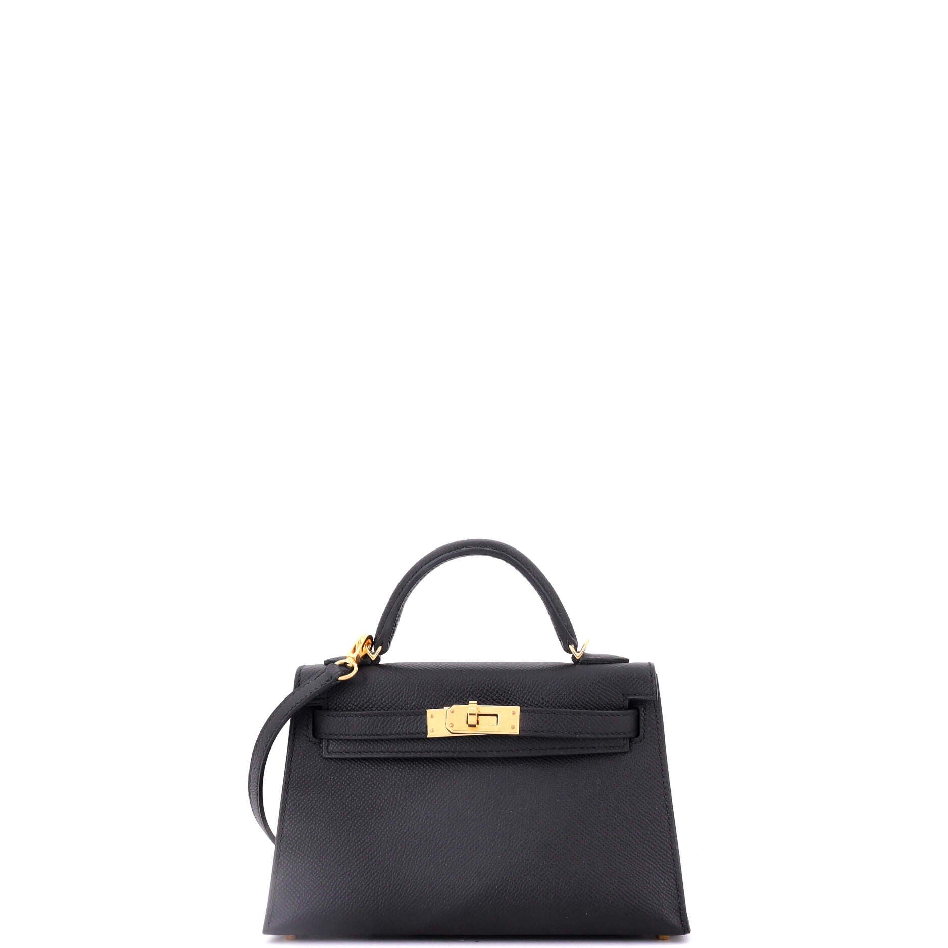 Pre-Owned Hermes Kelly Mini II Bag Black Epsom with Gold Hardware 20, Main, color, 
