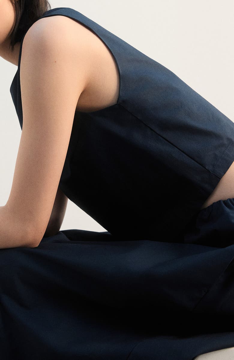 MANGO Back Button Crop Top, Alternate, color, Navy