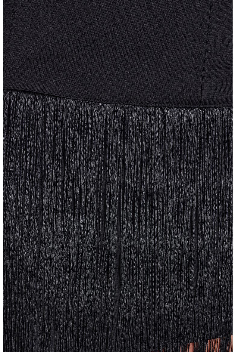 Fringe Sleeveless Minidress, Alternate, color, BLACK