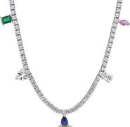 Julianna B. Lab-Created Multi-Gemstone Station Necklace