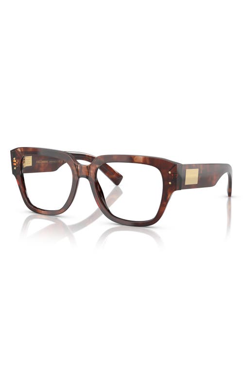 Dolce & Gabbana Dolce&gabbana 54mm Square Optical Glasses In Red Havana