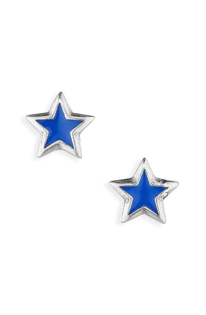 TWOJEYS Enamel Star Stud Earrings, Main, color, Silver