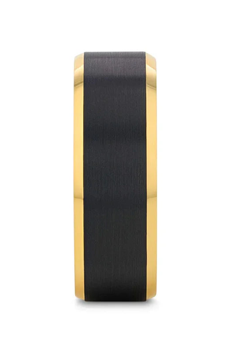Larson Jewelers Gaston Tungsten Beveled Ring With Brushed Center, Main, color, Black / Gold 6Mm