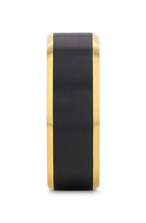Gaston Tungsten Beveled Ring With Brushed Center