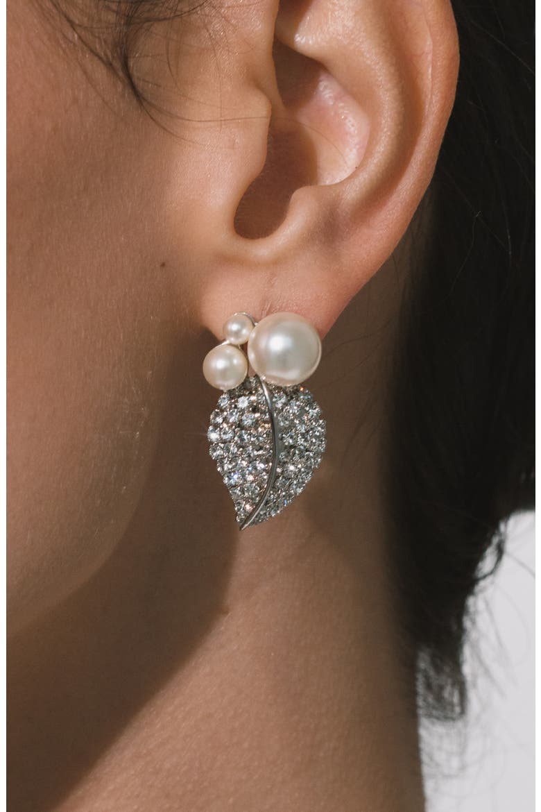 Blanca Faux Pearl & Pavé Drop Earrings, Alternate, color, CRYSTAL PEARL