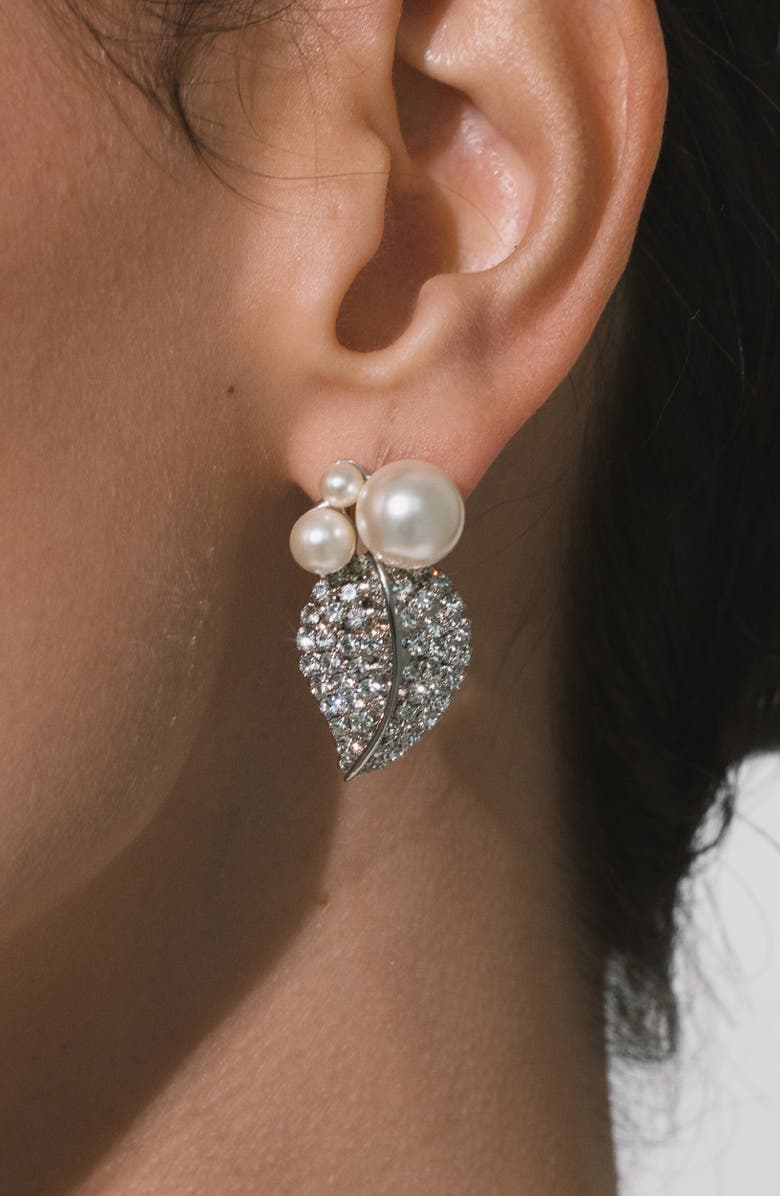 Jennifer Behr Blanca Faux Pearl & Pavé Drop Earrings, Alternate, color, Crystal Pearl