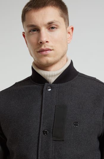 G-STAR Wool Blend & Leather Varsity Jacket | Nordstrom