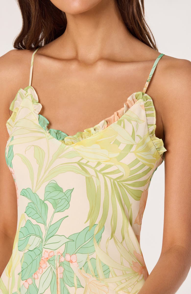 ASTR the Label Hana Floral Print A-Line Dress, Alternate, color, Green Peach Tropical